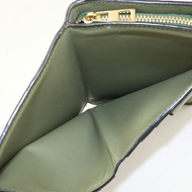 中古 ロエベ 二つ折り財布 二折財布 コンパクト レディース ブランド LOEWE リピートアナグラム グリーン USDLO115983011