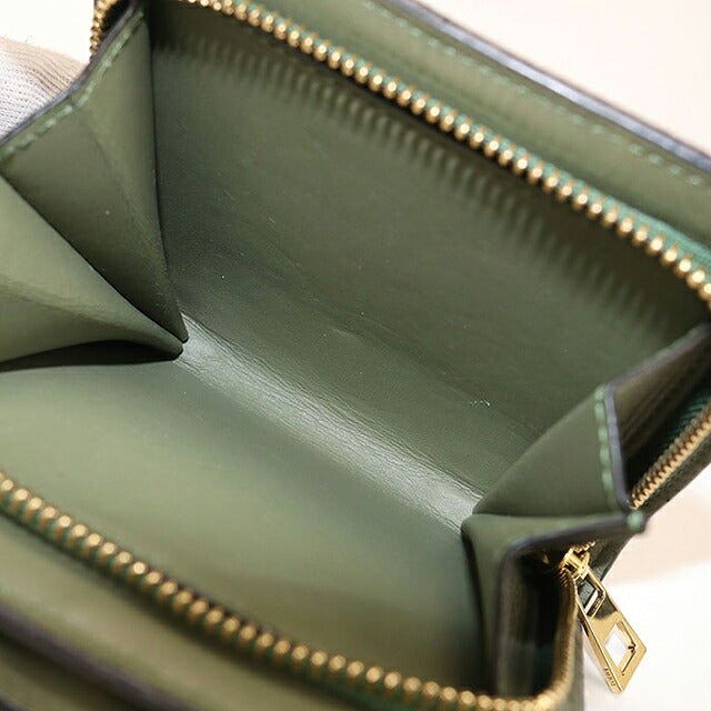 中古 ロエベ 二つ折り財布 二折財布 コンパクト レディース ブランド LOEWE リピートアナグラム グリーン USDLO115983011