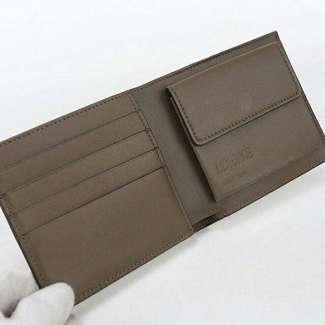 中古 ロエベ 二つ折り財布 二折財布 コンパクト メンズ ブランド LOEWE アナグラム バイフォールド コインウォレット C660501X01 ブラウン USDLO116622011