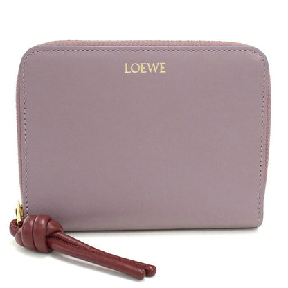 中古 ロエベ ラウンドファスナー折財布 レディース ブランド LOEWE ノット コンパクト ジップウォレット CEM1CWZX0 パープル USDLO116628011