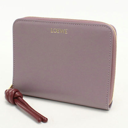 中古 ロエベ ラウンドファスナー折財布 レディース ブランド LOEWE ノット コンパクト ジップウォレット CEM1CWZX0 パープル USDLO116628011