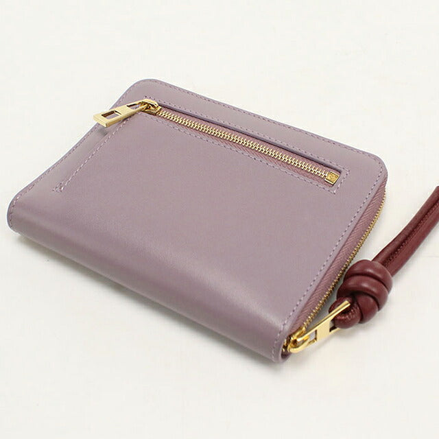 中古 ロエベ ラウンドファスナー折財布 レディース ブランド LOEWE ノット コンパクト ジップウォレット CEM1CWZX0 パープル USDLO116628011