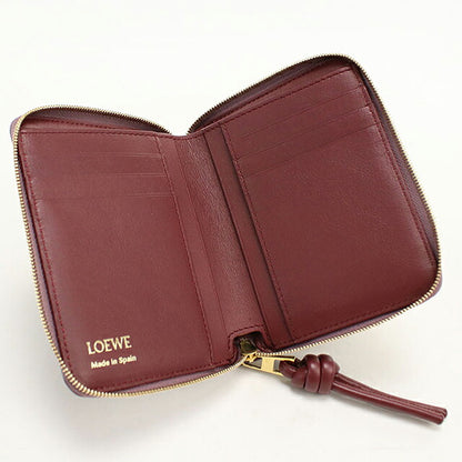 中古 ロエベ ラウンドファスナー折財布 レディース ブランド LOEWE ノット コンパクト ジップウォレット CEM1CWZX0 パープル USDLO116628011