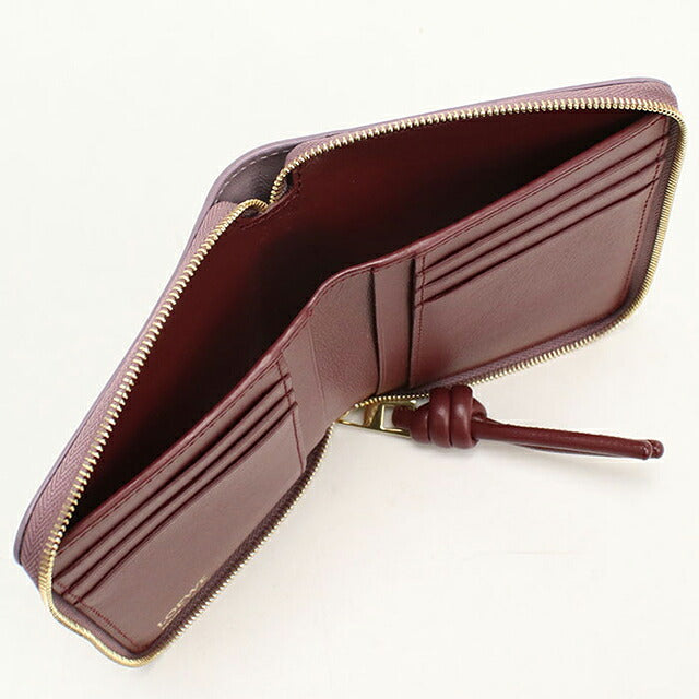 中古 ロエベ ラウンドファスナー折財布 レディース ブランド LOEWE ノット コンパクト ジップウォレット CEM1CWZX0 パープル USDLO116628011