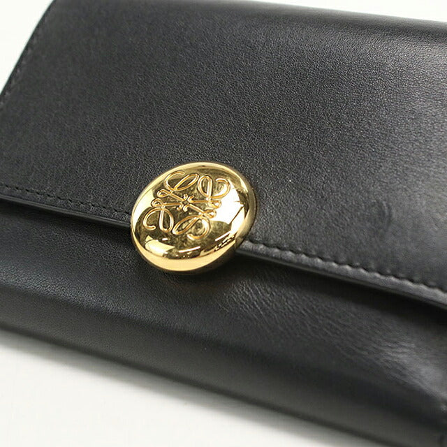 中古 ロエベ 三つ折り財布 三折財布 コンパクト レディース ブランド LOEWE ペブル バーティカル ウォレット スモール CANBS33X01 ブラック USDLO116836011