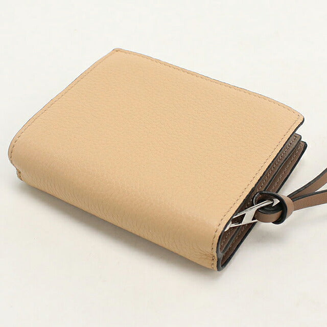 中古 ロエベ 二つ折り財布 二折財布 コンパクト レディース ブランド LOEWE アナグラム コンパクトジップウォレット ベージュ USDLO117056011