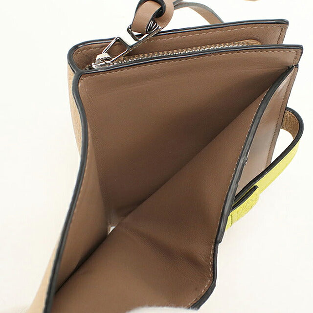 中古 ロエベ 二つ折り財布 二折財布 コンパクト レディース ブランド LOEWE アナグラム コンパクトジップウォレット ベージュ USDLO117056011
