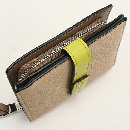 中古 ロエベ 二つ折り財布 二折財布 コンパクト レディース ブランド LOEWE アナグラム コンパクトジップウォレット ベージュ USDLO117056011