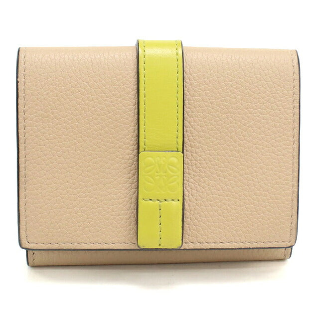 中古 ロエベ 三つ折り財布 三折財布 コンパクト レディース ブランド LOEWE アナグラム トライフォールド ウォレット C660TR2X01 ベージュ USDLO117208011