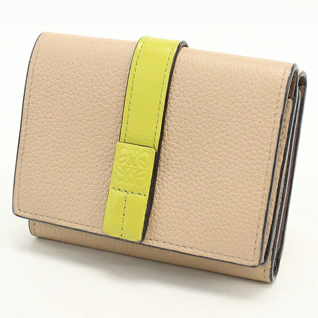 中古 ロエベ 三つ折り財布 三折財布 コンパクト レディース ブランド LOEWE アナグラム トライフォールド ウォレット C660TR2X01 ベージュ USDLO117208011