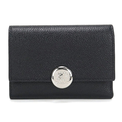 中古 ロエベ 三つ折り財布 三折財布 コンパクト レディース ブランド LOEWE ペブル バーティカル ウォレット スモール CANBS33X03 ブラック USDLO117277011