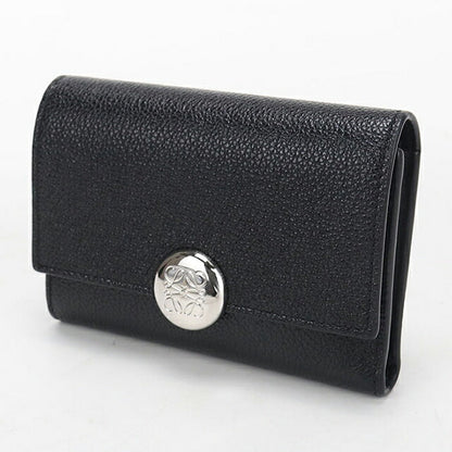 中古 ロエベ 三つ折り財布 三折財布 コンパクト レディース ブランド LOEWE ペブル バーティカル ウォレット スモール CANBS33X03 ブラック USDLO117277011