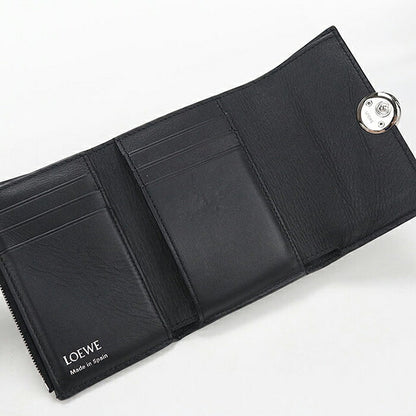 中古 ロエベ 三つ折り財布 三折財布 コンパクト レディース ブランド LOEWE ペブル バーティカル ウォレット スモール CANBS33X03 ブラック USDLO117277011