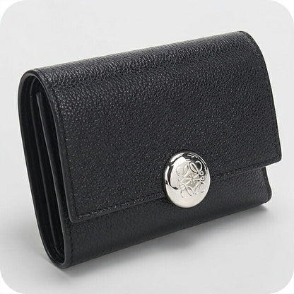 中古 ロエベ 三つ折り財布 三折財布 コンパクト レディース ブランド LOEWE ペブル バーティカル ウォレット スモール CANBS33X03 ブラック USDLO117277011