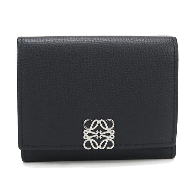 中古 ロエベ 三つ折り財布 三折財布 コンパクト レディース ブランド LOEWE アナグラム トライフォールド ウォレット C821TR2X08 ブラック USDLO117278011