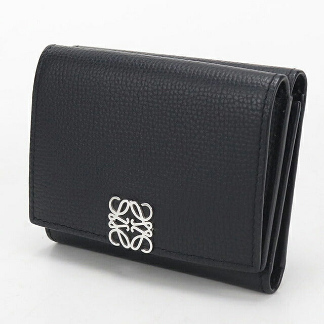 中古 ロエベ 三つ折り財布 三折財布 コンパクト レディース ブランド LOEWE アナグラム トライフォールド ウォレット C821TR2X08 ブラック USDLO117278011