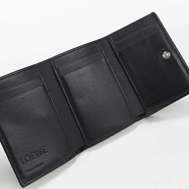 中古 ロエベ 三つ折り財布 三折財布 コンパクト レディース ブランド LOEWE アナグラム トライフォールド ウォレット C821TR2X08 ブラック USDLO117278011