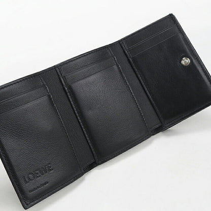 中古 ロエベ 三つ折り財布 三折財布 コンパクト レディース ブランド LOEWE アナグラム トライフォールド ウォレット C821TR2X08 ブラック USDLO117278011