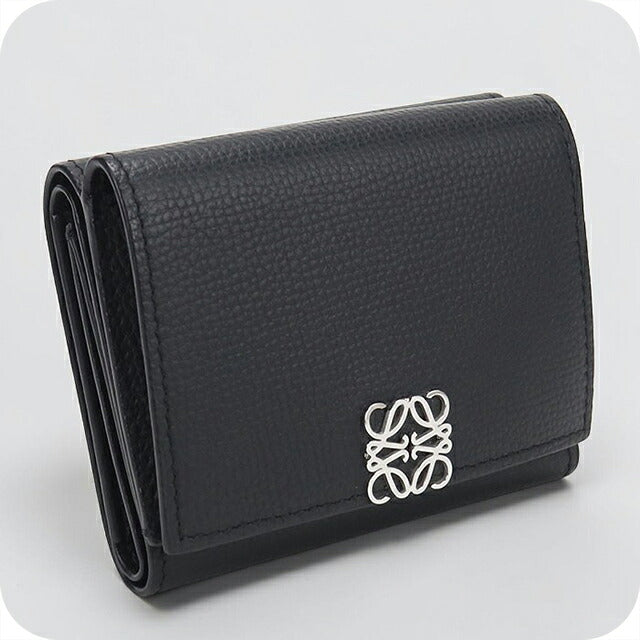 中古 ロエベ 三つ折り財布 三折財布 コンパクト レディース ブランド LOEWE アナグラム トライフォールド ウォレット C821TR2X08 ブラック USDLO117278011
