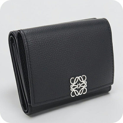 中古 ロエベ 三つ折り財布 三折財布 コンパクト レディース ブランド LOEWE アナグラム トライフォールド ウォレット C821TR2X08 ブラック USDLO117278011