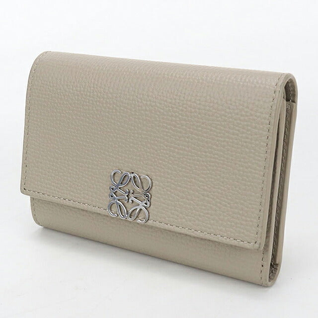 中古 ロエベ 三つ折り財布 三折財布 コンパクト レディース ブランド LOEWE アナグラム バーティカル ウォレット スモール C821S33X12 グレー USDLO117279011