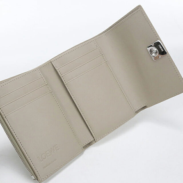 中古 ロエベ 三つ折り財布 三折財布 コンパクト レディース ブランド LOEWE アナグラム バーティカル ウォレット スモール C821S33X12 グレー USDLO117279011