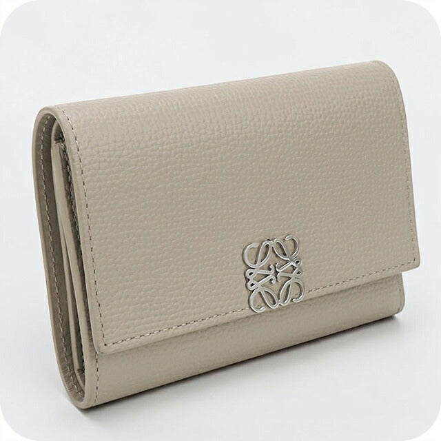 中古 ロエベ 三つ折り財布 三折財布 コンパクト レディース ブランド LOEWE アナグラム バーティカル ウォレット スモール C821S33X12 グレー USDLO117279011