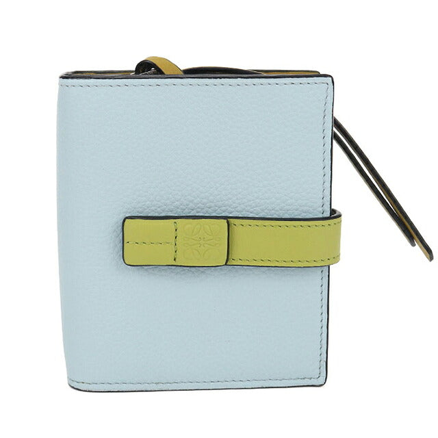中古 ロエベ 二つ折り財布 二折財布 コンパクト レディース ブランド LOEWE  コンパクトジップウォレット C660Z41X02 ブルー USDLO117281011