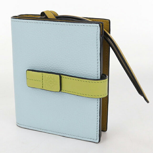 中古 ロエベ 二つ折り財布 二折財布 コンパクト レディース ブランド LOEWE  コンパクトジップウォレット C660Z41X02 ブルー USDLO117281011