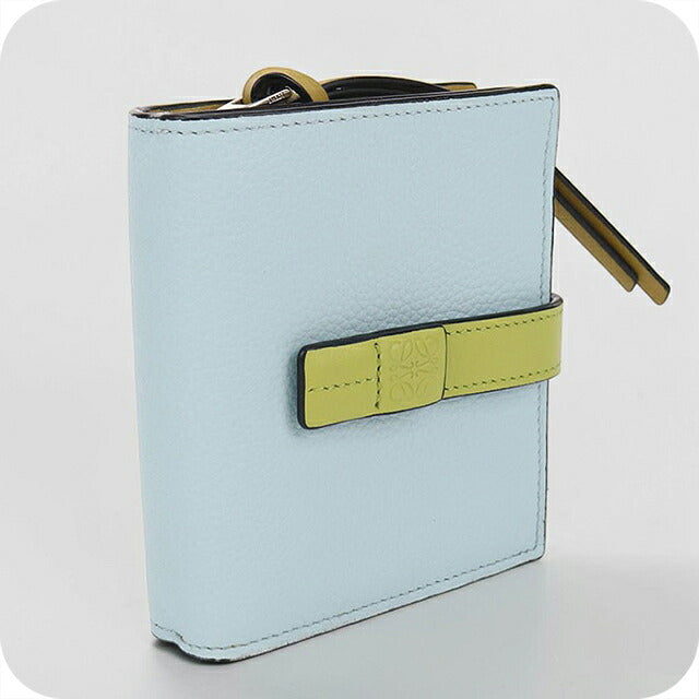 中古 ロエベ 二つ折り財布 二折財布 コンパクト レディース ブランド LOEWE  コンパクトジップウォレット C660Z41X02 ブルー USDLO117281011