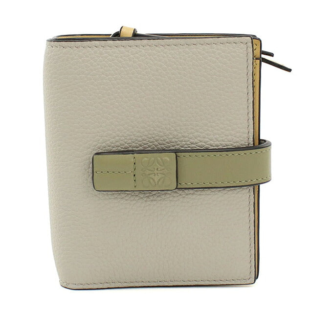 中古 ロエベ 二つ折り財布 二折財布 コンパクト レディース ブランド LOEWE アナグラム コンパクト ジップウォレット C660Z41X02 グレー USDLO117632011