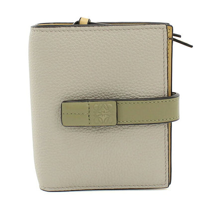 中古 ロエベ 二つ折り財布 二折財布 コンパクト レディース ブランド LOEWE アナグラム コンパクト ジップウォレット C660Z41X02 グレー USDLO117632011