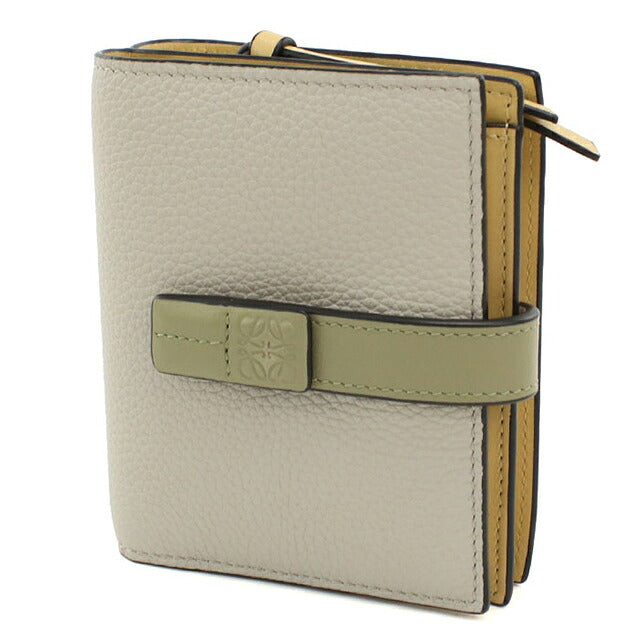 中古 ロエベ 二つ折り財布 二折財布 コンパクト レディース ブランド LOEWE アナグラム コンパクト ジップウォレット C660Z41X02 グレー USDLO117632011