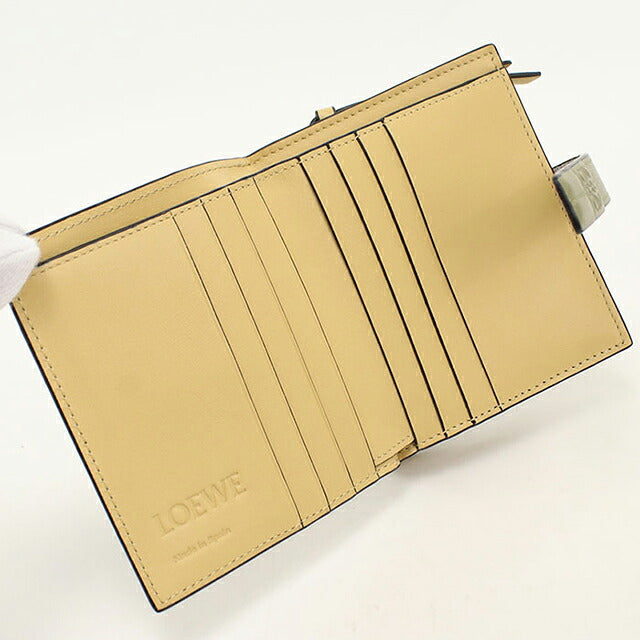 中古 ロエベ 二つ折り財布 二折財布 コンパクト レディース ブランド LOEWE アナグラム コンパクト ジップウォレット C660Z41X02 グレー USDLO117632011
