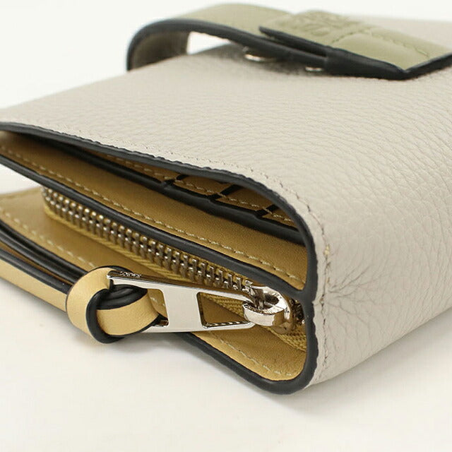 中古 ロエベ 二つ折り財布 二折財布 コンパクト レディース ブランド LOEWE アナグラム コンパクト ジップウォレット C660Z41X02 グレー USDLO117632011
