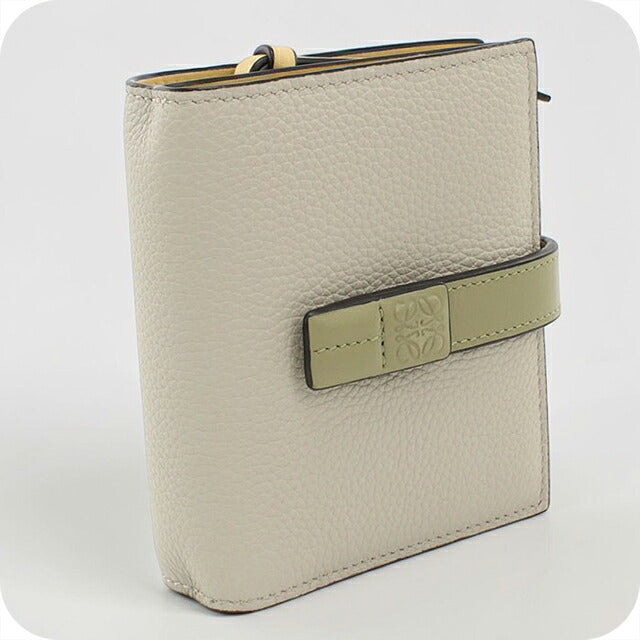 中古 ロエベ 二つ折り財布 二折財布 コンパクト レディース ブランド LOEWE アナグラム コンパクト ジップウォレット C660Z41X02 グレー USDLO117632011