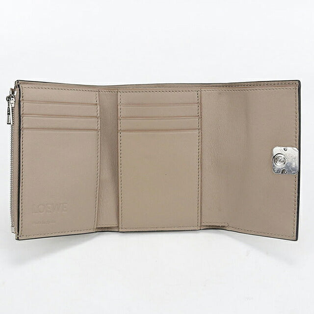 中古 ロエベ 三つ折り財布 三折財布 コンパクト レディース ブランド LOEWE アナグラム バーティカルウォレットスモール C821S33X12 ベージュ USDLO117942011
