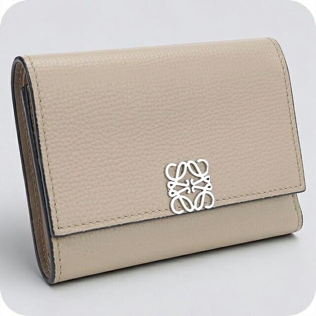 中古 ロエベ 三つ折り財布 三折財布 コンパクト レディース ブランド LOEWE アナグラム バーティカルウォレットスモール C821S33X12 ベージュ USDLO117942011
