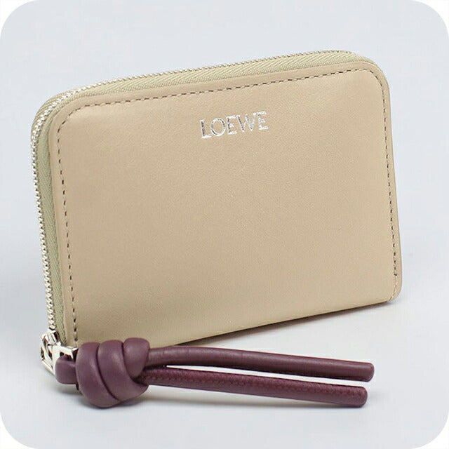 中古 ロエベ 小銭入れ レディース ブランド LOEWE  ジップ コインパース CEM1ZCPX02 ベージュ USDLO118740011