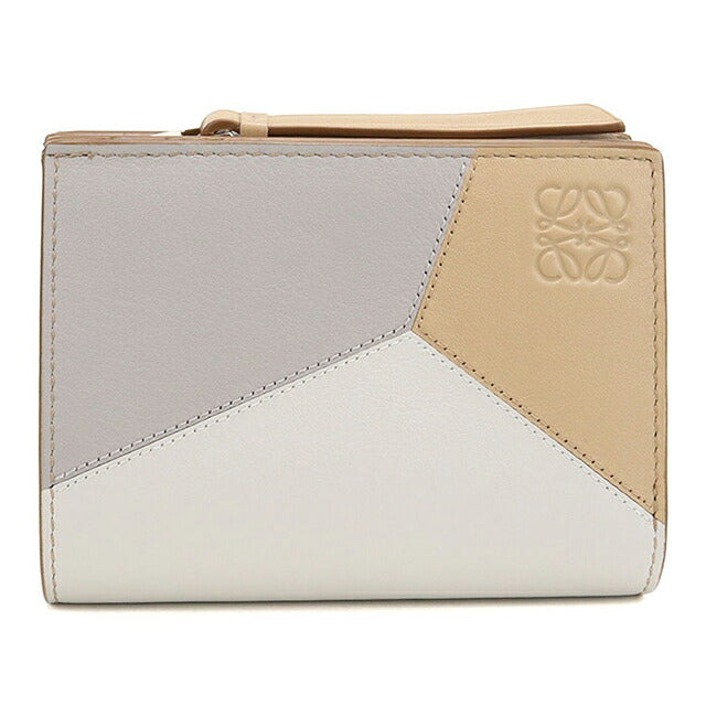 中古 ロエベ 二つ折り財布 二折財布 コンパクト レディース ブランド LOEWE パズル コンパクトウォレット ホワイト USDLO119018011