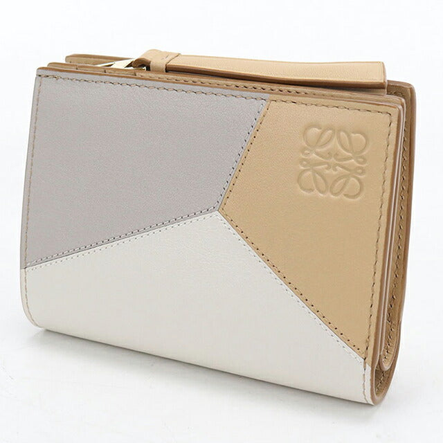 中古 ロエベ 二つ折り財布 二折財布 コンパクト レディース ブランド LOEWE パズル コンパクトウォレット ホワイト USDLO119018011