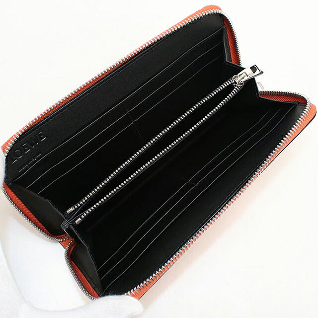 中古 ロエベ 長財布ラウンドファスナー レディース ブランド LOEWE アナグラム  オレンジ USDLO119216011