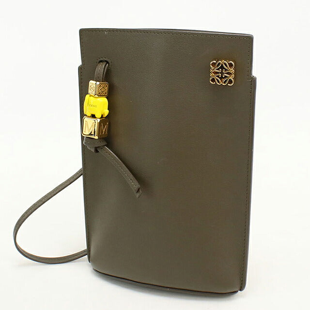 中古 ロエベ ショルダーバッグ レディース ブランド LOEWE アナグラム ダイス ポケット C630R12X01 カーキ USDLO119353011