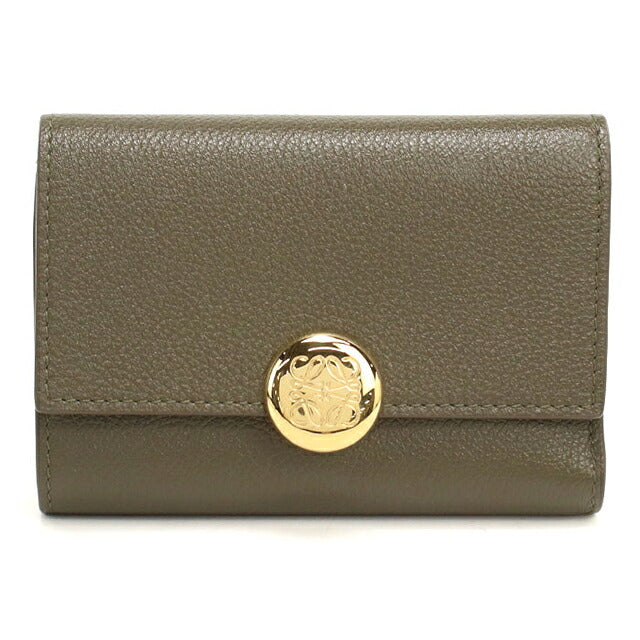 中古 ロエベ 三つ折り財布 三折財布 コンパクト レディース ブランド LOEWE ペブル バーティカル ウォレット スモール CANBS33X03 USDLO119380011