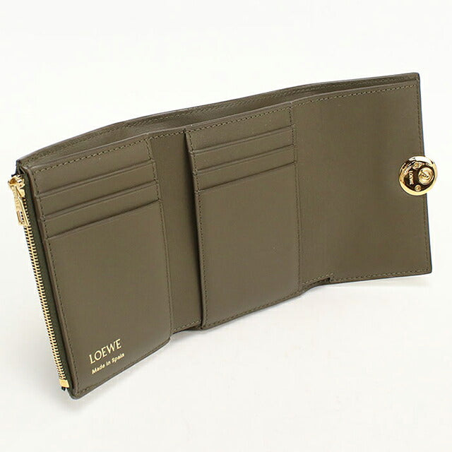中古 ロエベ 三つ折り財布 三折財布 コンパクト レディース ブランド LOEWE ペブル バーティカル ウォレット スモール CANBS33X03 USDLO119380011