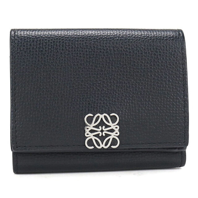 中古 ロエベ 三つ折り財布 三折財布 コンパクト レディース ブランド LOEWE アナグラム トライフォールド ウォレット C821TR2X16 ブラック USDLO119414011