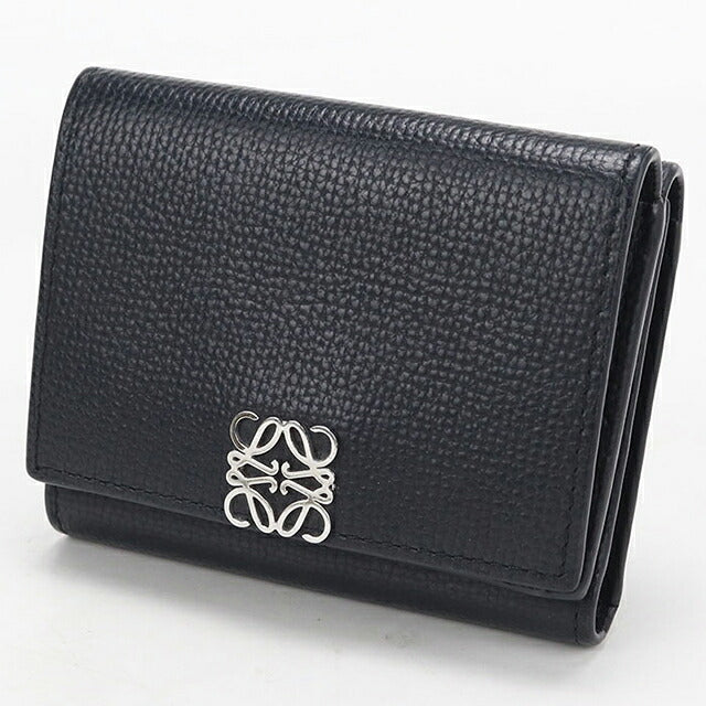 中古 ロエベ 三つ折り財布 三折財布 コンパクト レディース ブランド LOEWE アナグラム トライフォールド ウォレット C821TR2X16 ブラック USDLO119414011