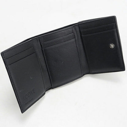 中古 ロエベ 三つ折り財布 三折財布 コンパクト レディース ブランド LOEWE アナグラム トライフォールド ウォレット C821TR2X16 ブラック USDLO119414011