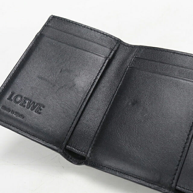 中古 ロエベ 三つ折り財布 三折財布 コンパクト レディース ブランド LOEWE アナグラム トライフォールド ウォレット C821TR2X16 ブラック USDLO119414011