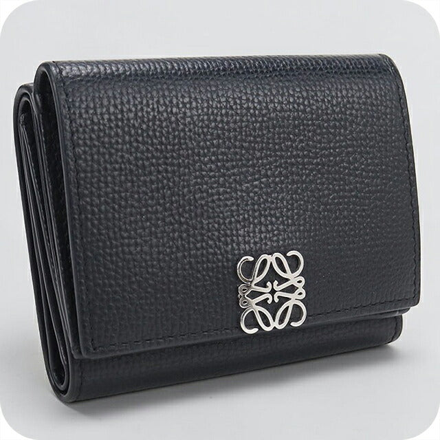 中古 ロエベ 三つ折り財布 三折財布 コンパクト レディース ブランド LOEWE アナグラム トライフォールド ウォレット C821TR2X16 ブラック USDLO119414011